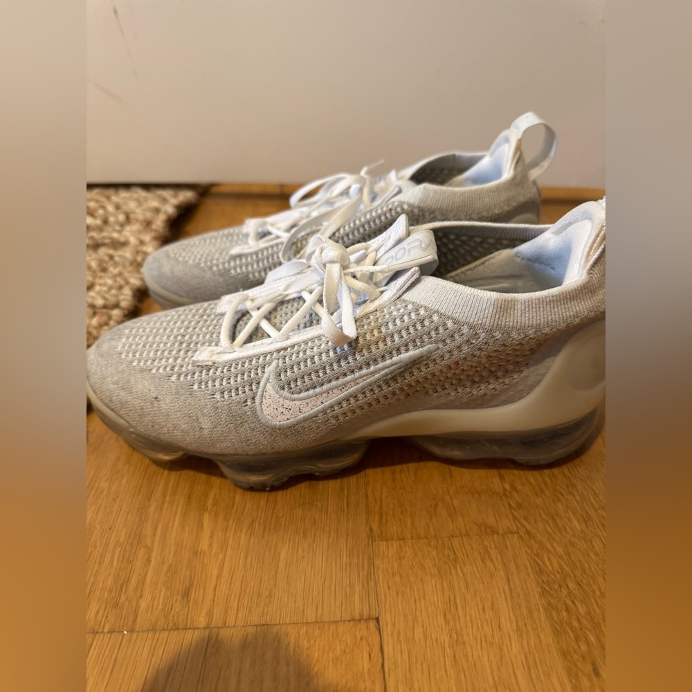 Nike Light Gray and White Air Sneakers